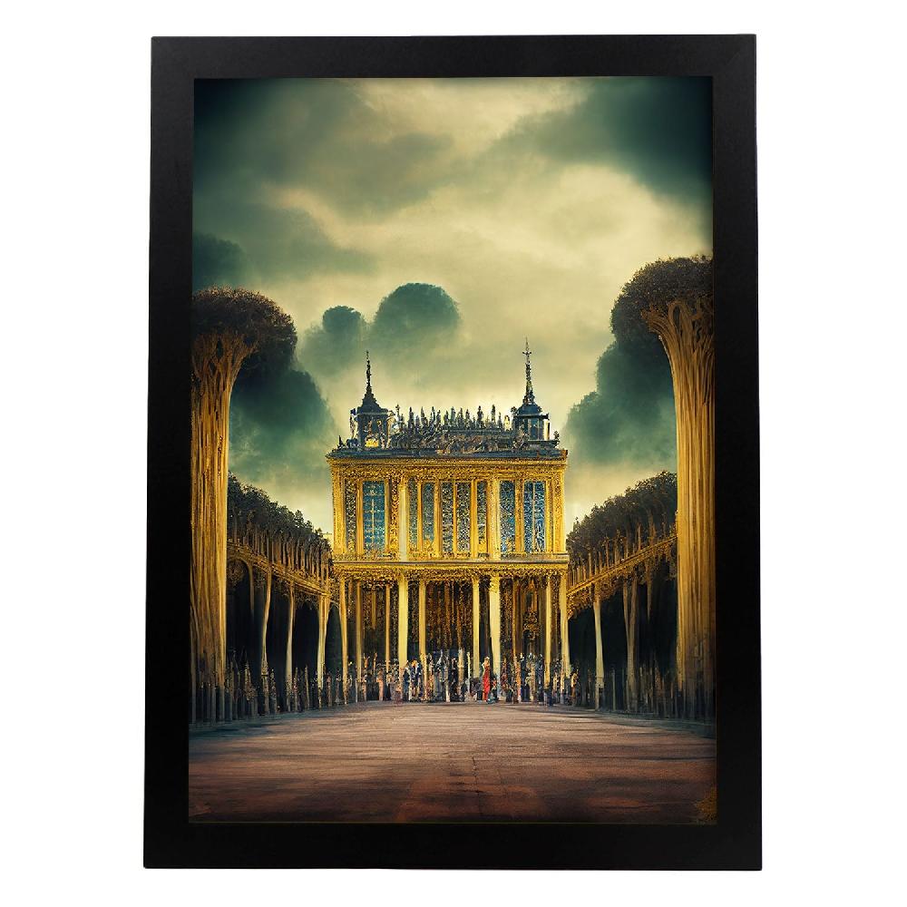 nacnic Lámina Nacnic Palacio de Versalles Estilo T. Burton en Arte Gótico y Oscuro para Decoración de Interiores
