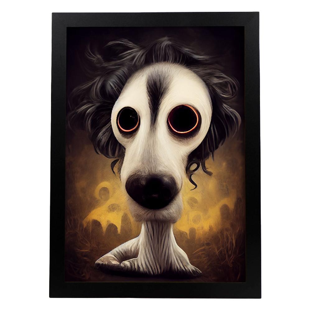 nacnic Lámina Nacnic Perro Amable Estilo T. Burton en Arte Gótico y Oscuro