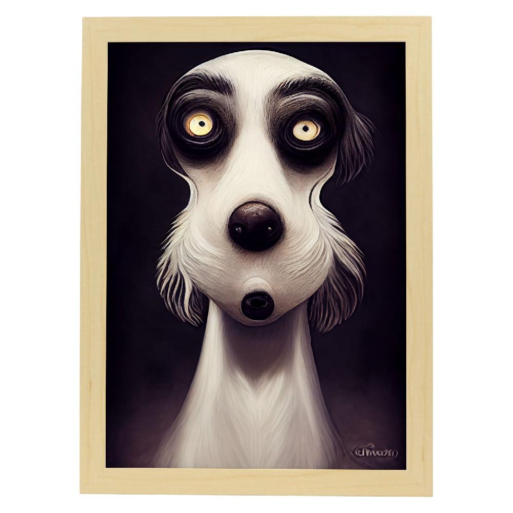 Nacnic Lámina Nacnic Perro Dependiente Estilo T. Burton Para Decoración De Interiores