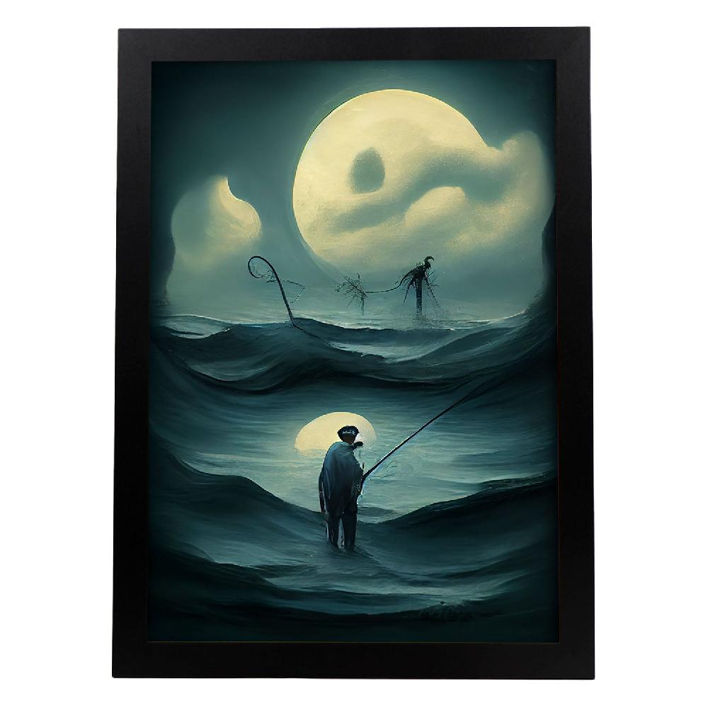 nacnic Lámina Nacnic Pescador Decidido al estilo de T. Burton para Decoración de Interiores