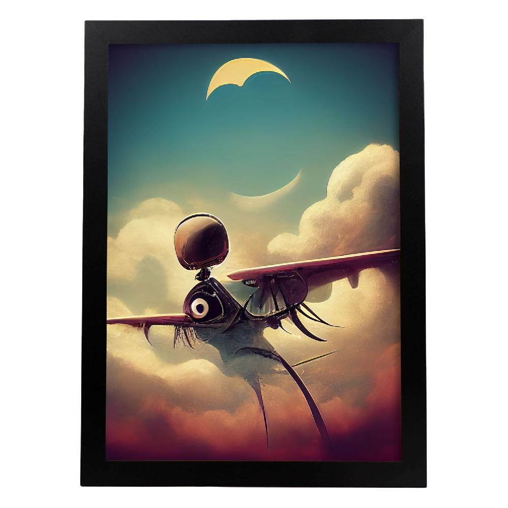 nacnic Lámina Nacnic Piloto Valiente al estilo de T. Burton en Arte Gótico para Decoración de Interiores