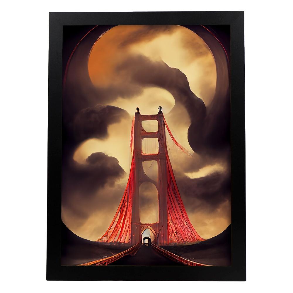 nacnic Lámina Nacnic Puente Golden Gate al estilo T. Burton
