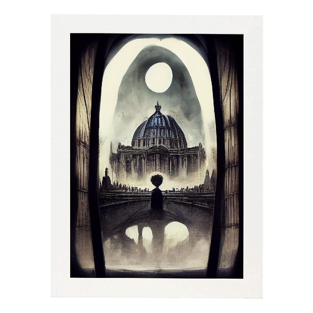 Nacnic Lámina Nacnic San Basilio Estilo T. Burton Arte Gótico Y Oscuro Para Interiores