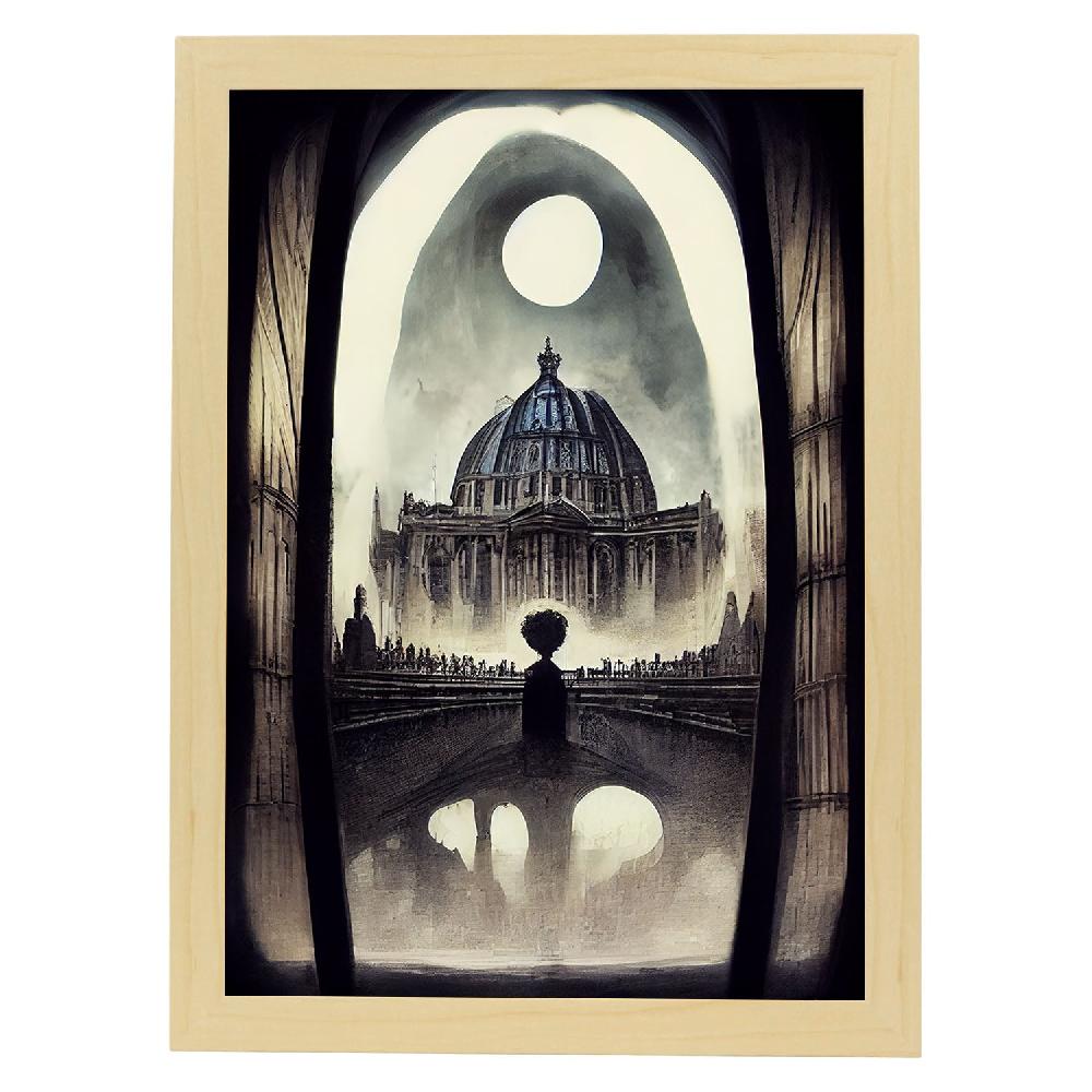 Nacnic Lámina Nacnic San Basilio Estilo T. Burton Arte Gótico Y Oscuro Para Interiores