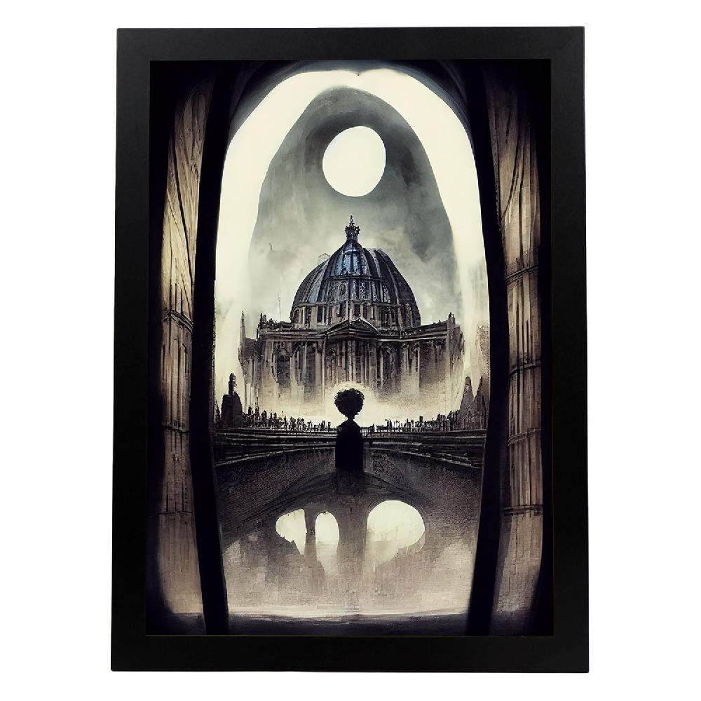 nacnic Lámina Nacnic San Basilio Estilo T. Burton Arte Gótico y Oscuro para Interiores