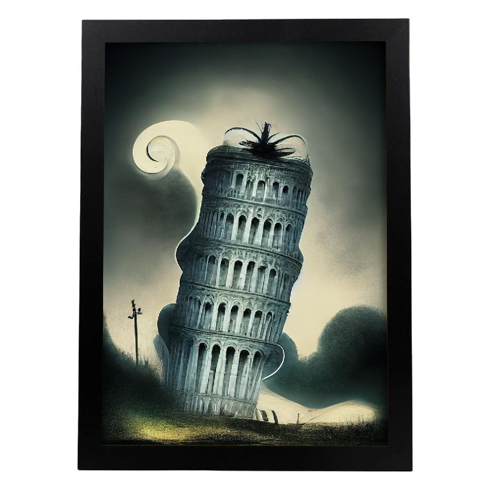 nacnic Lámina Nacnic Torre de Pisa al estilo T. Burton en Arte Gótico y Oscuro