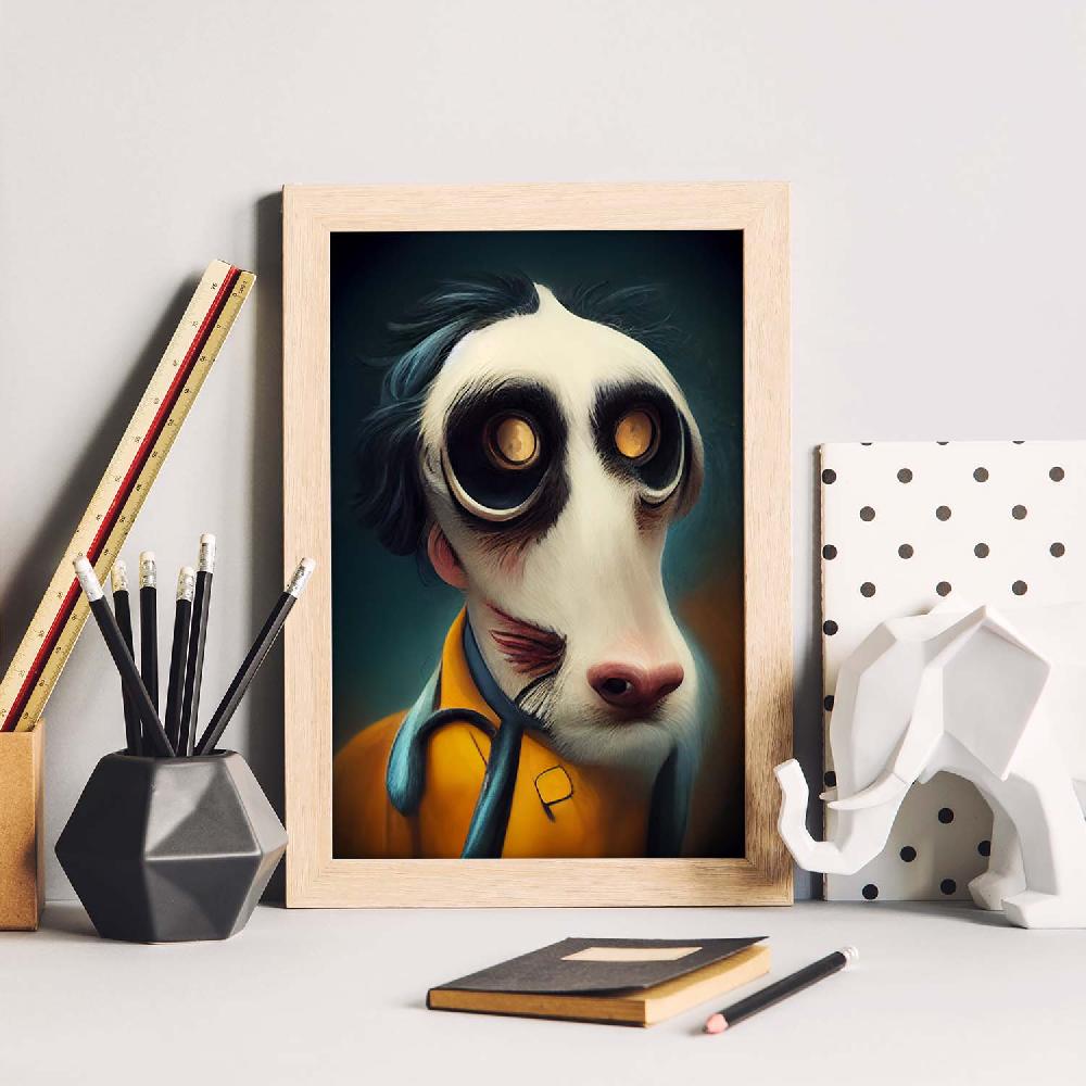 Nacnic Lámina Nacnic Veterinario Práctico Estilo T. Burton Con Arte Gótico Y Oscuro