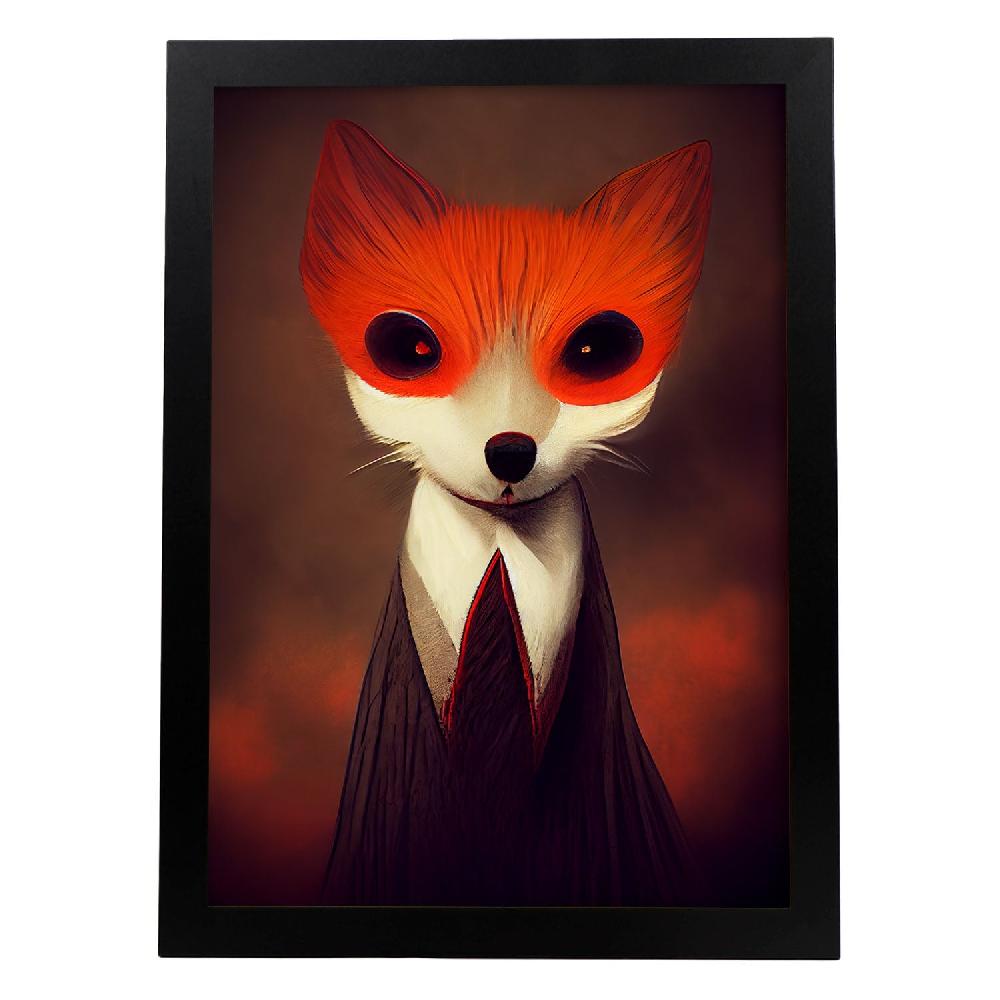 nacnic Lámina Nacnic Zorro Confiado Estilo T. Burton en Arte Gótico y Oscuro