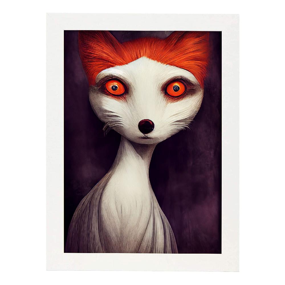Nacnic Lámina Nacnic Zorro Dependiente Estilo T. Burton En Arte Gótico Y Oscuro