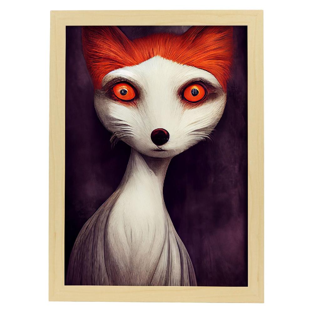 Nacnic Lámina Nacnic Zorro Dependiente Estilo T. Burton En Arte Gótico Y Oscuro