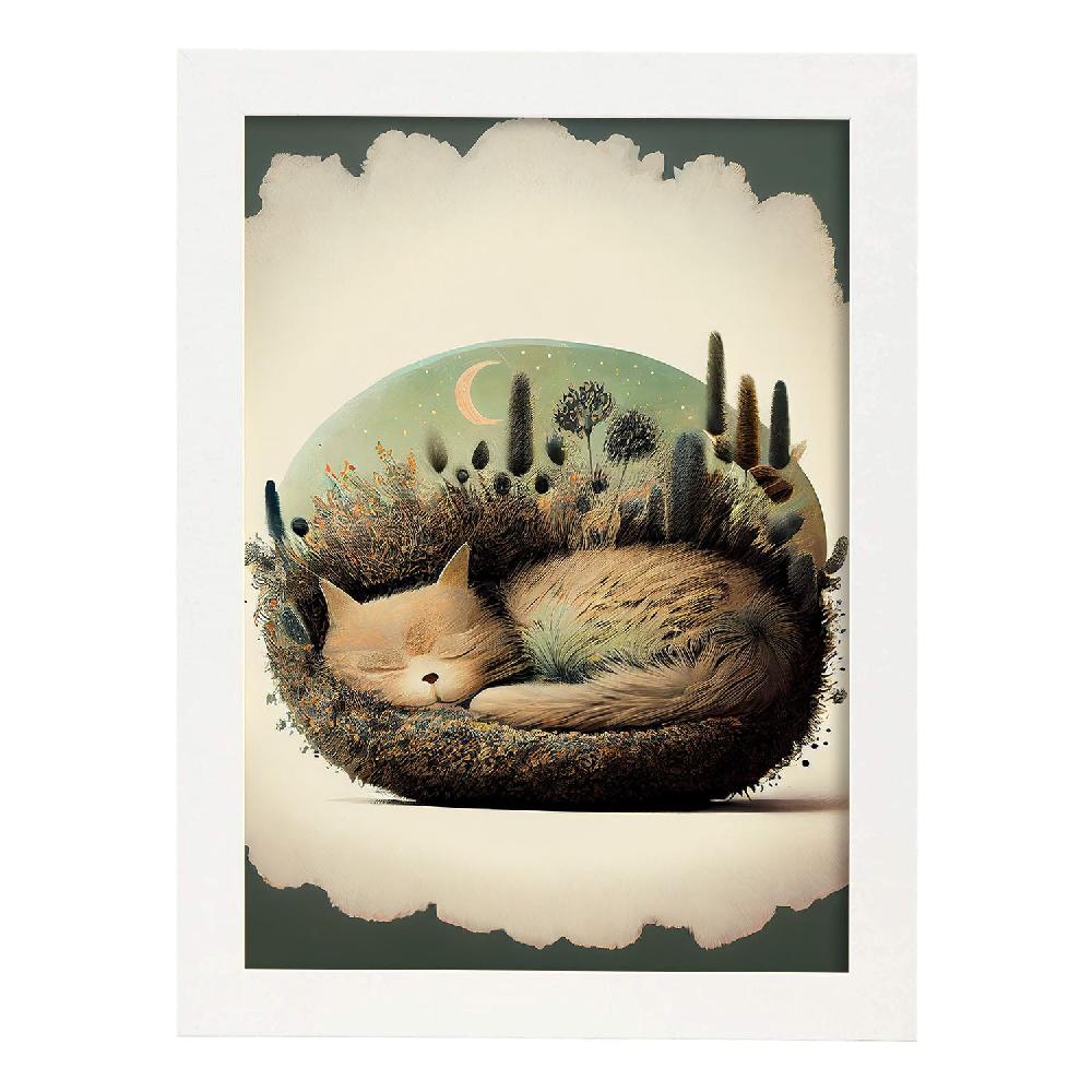 Nacnic Lámina Nácnico Abstracto De Gato Esponjoso En Estilo Precisionismo