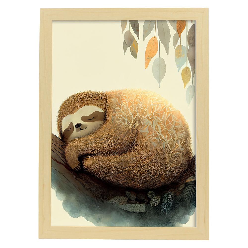 Nacnic Lámina Nácnico De Pereza Esponjosa Durmiendo En Estilo Abstracto