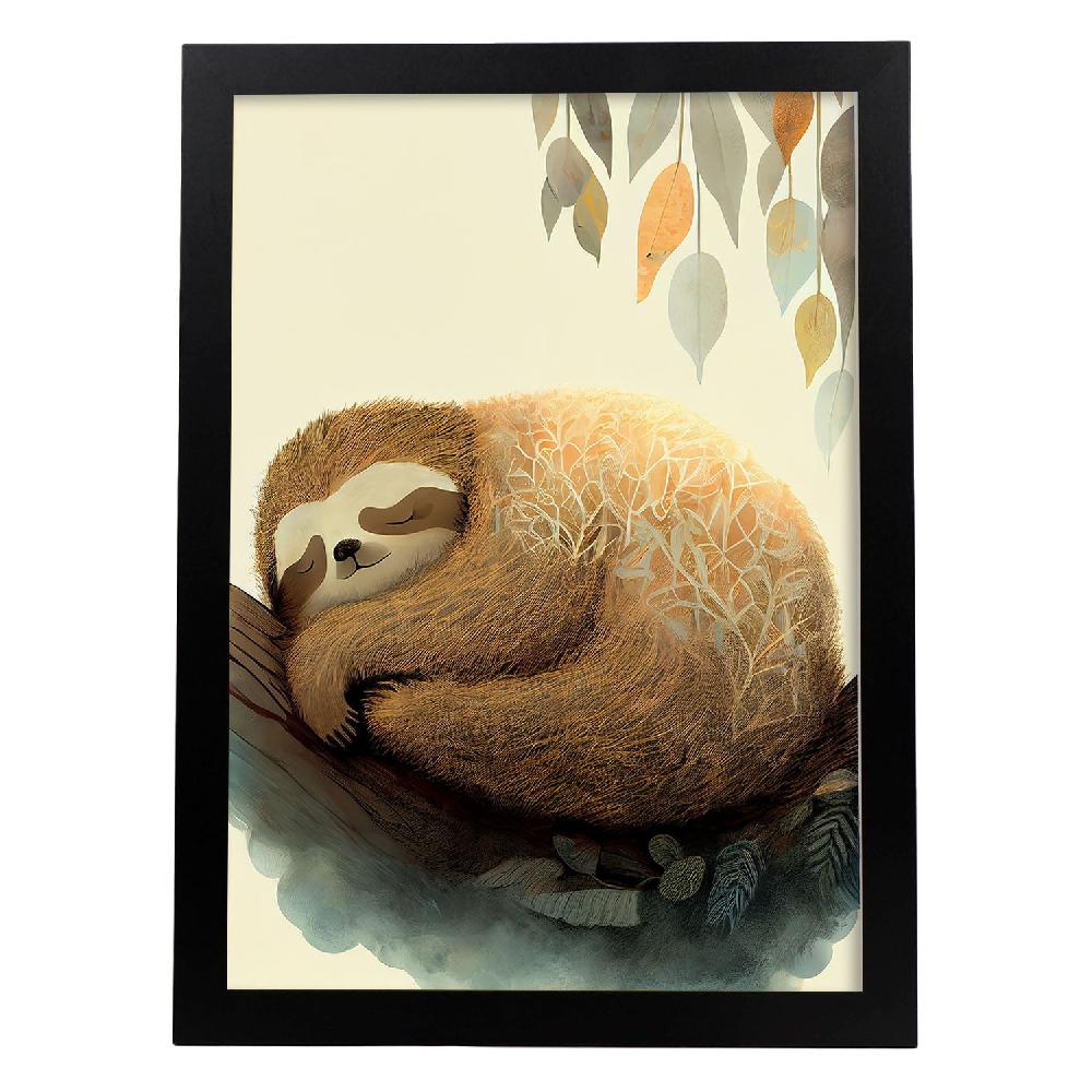 nacnic Lámina Nácnico de Pereza Esponjosa Durmiendo en Estilo Abstracto