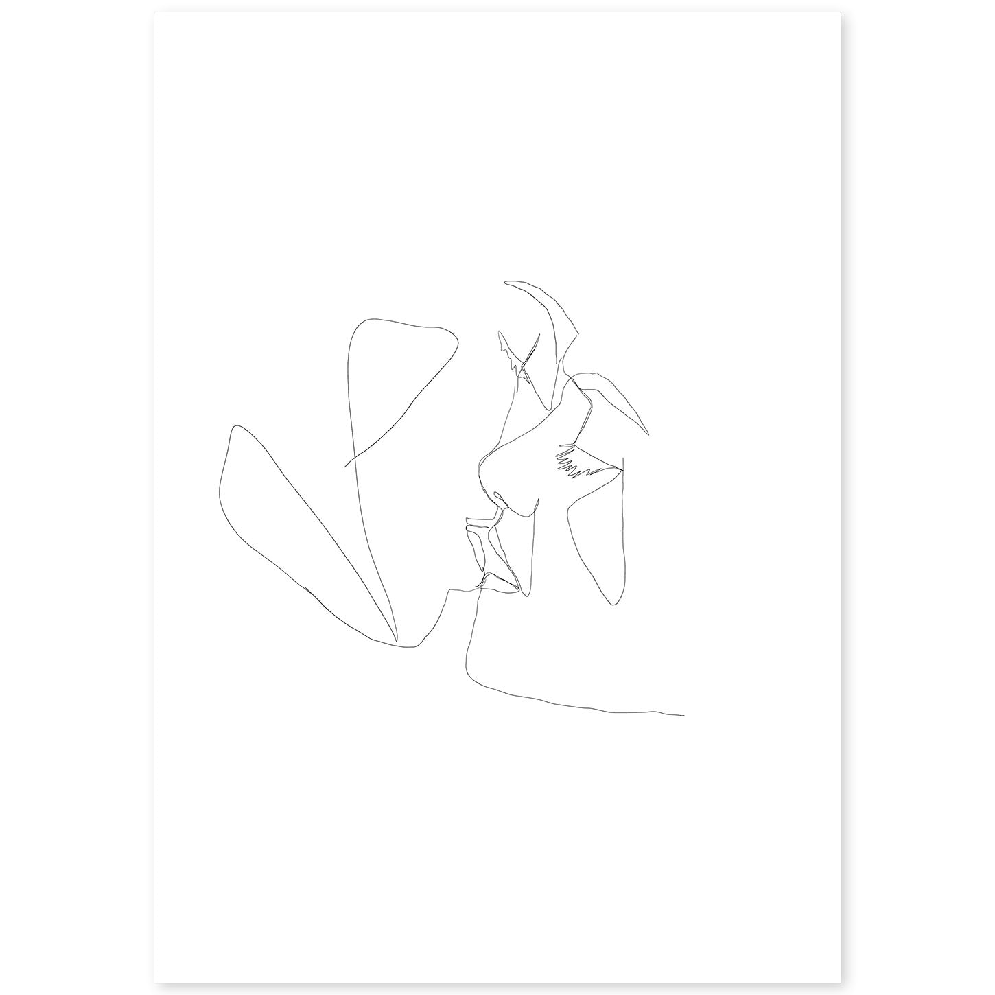 nacnic Lámina Nórdica de Beso de Amor con Dibujos y Bocetos a Una Línea