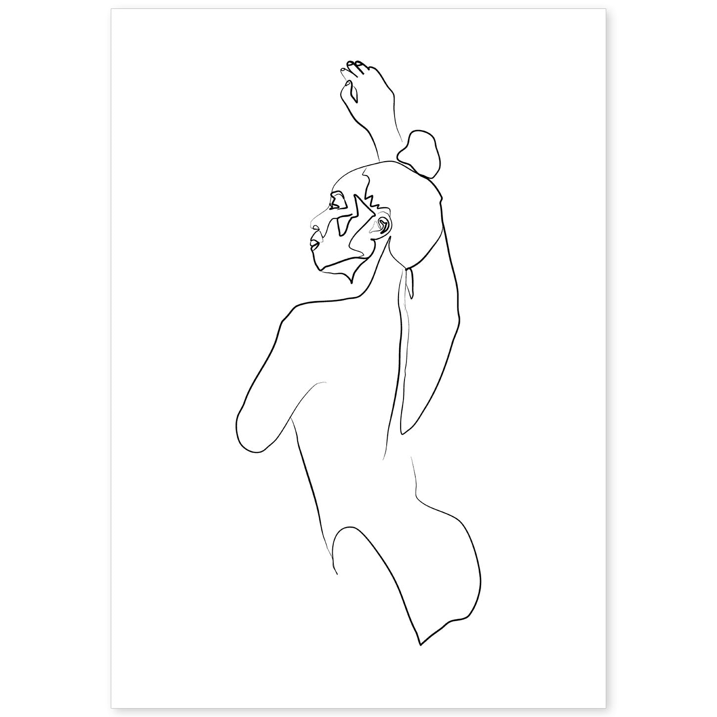 nacnic Lámina nórdica de dibujo de mujer a una línea