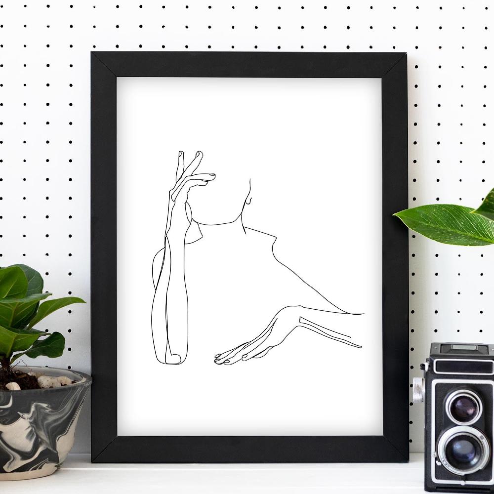 Nacnic Lámina Nórdica De Mujer Esperando Con Dibujos A Una Línea