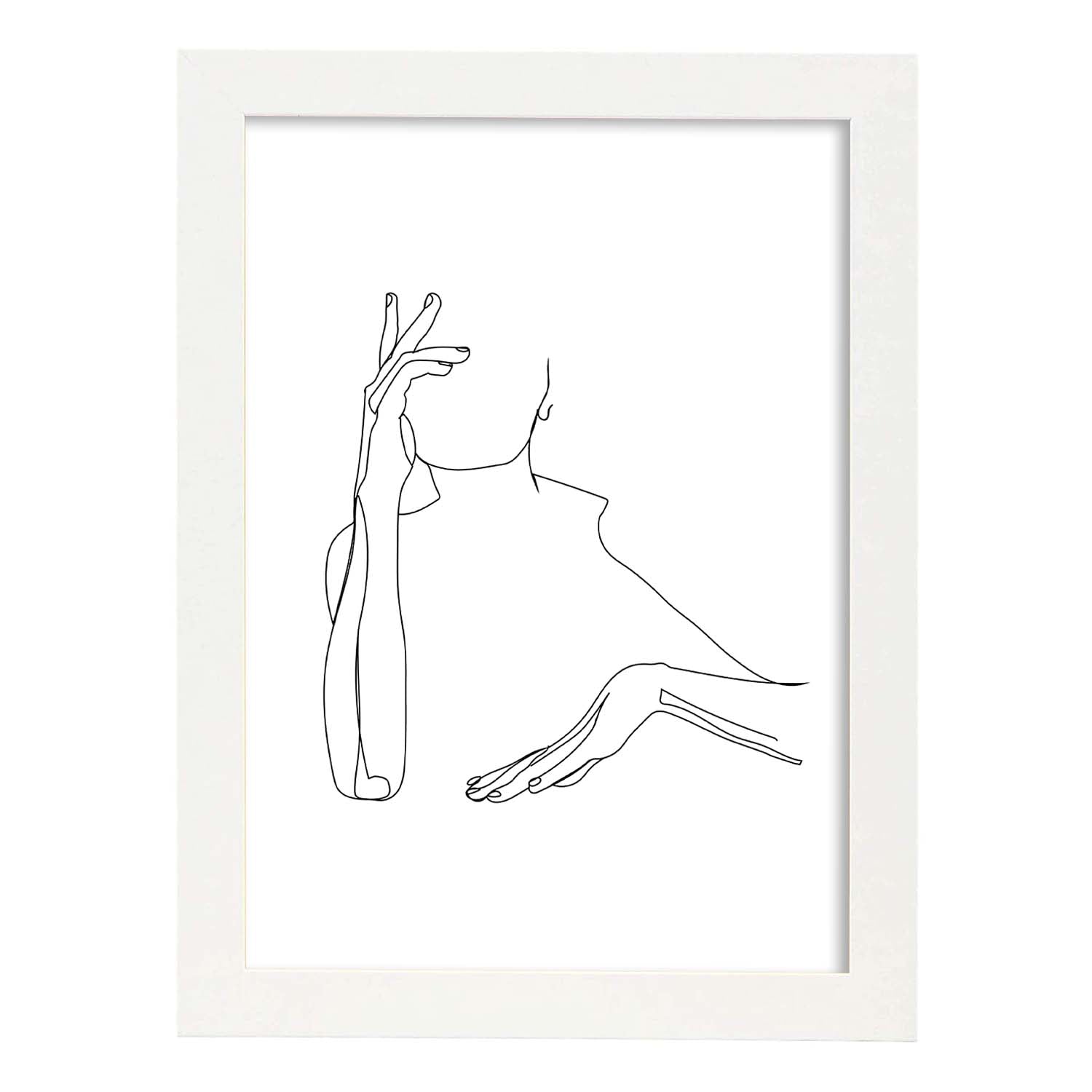 Nacnic Lámina Nórdica De Mujer Esperando Con Dibujos A Una Línea