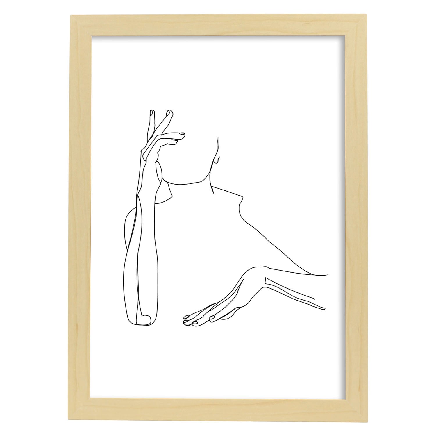 Nacnic Lámina Nórdica De Mujer Esperando Con Dibujos A Una Línea