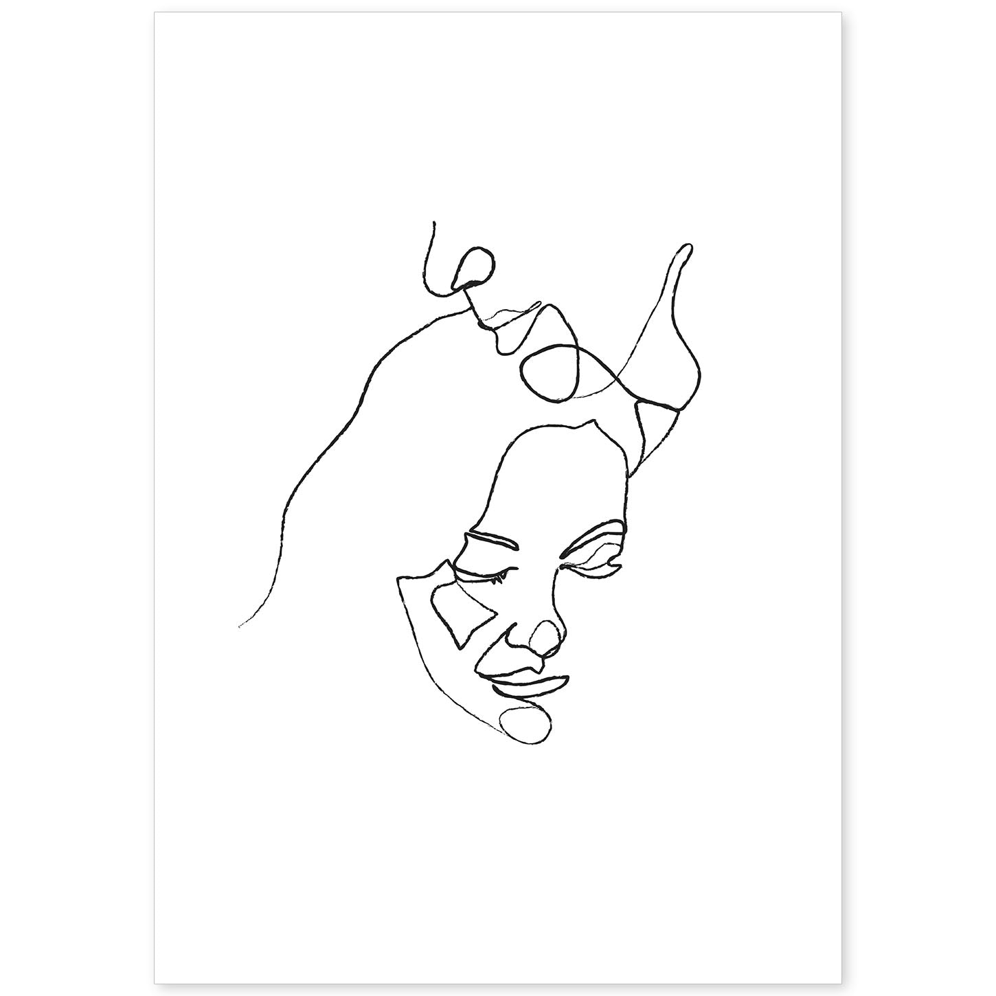 nacnic Lámina nórdica de pareja besándose a una línea