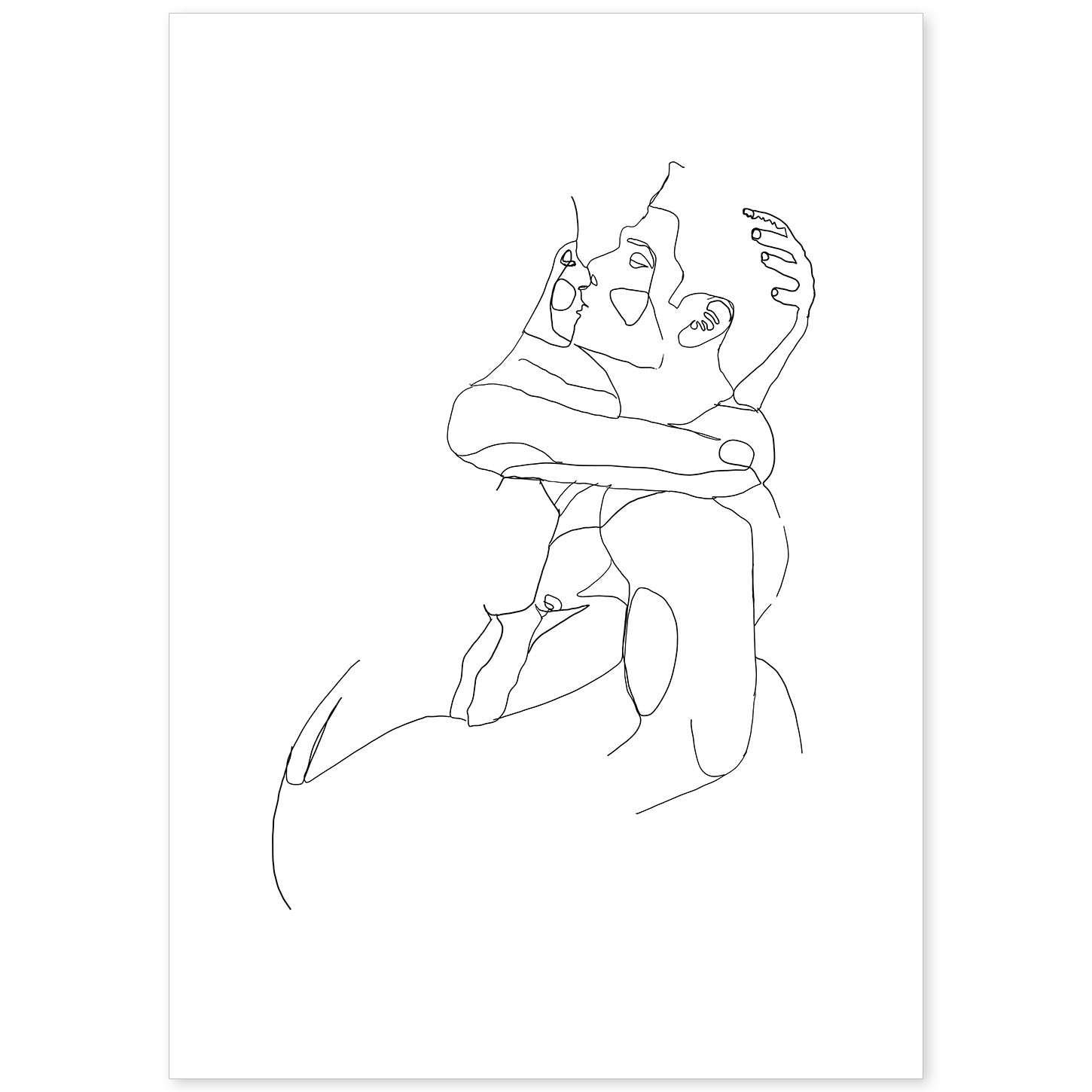 nacnic Lámina nordica de Pareja besandose a una línea