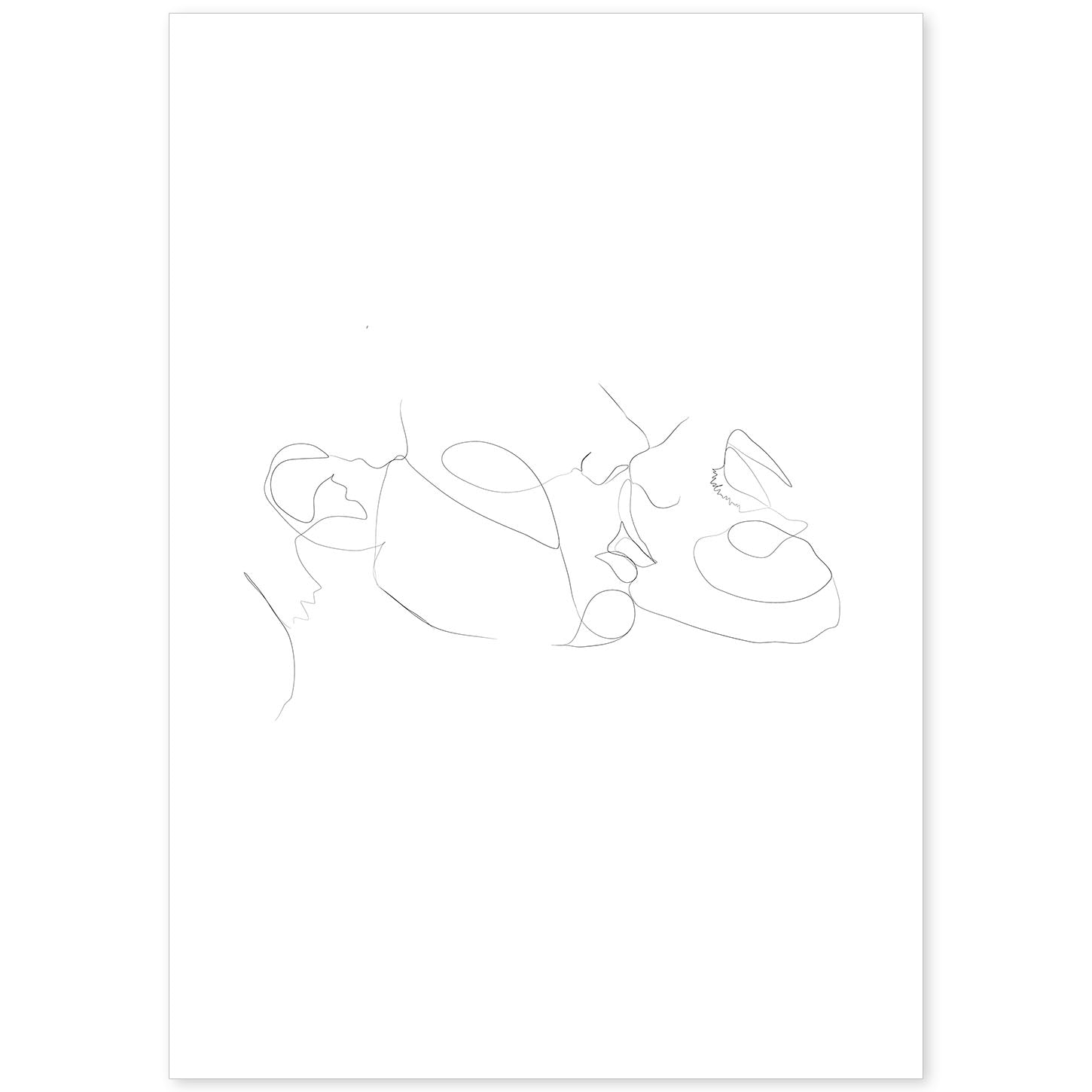 nacnic Lámina nórdica de pareja besándose a una línea