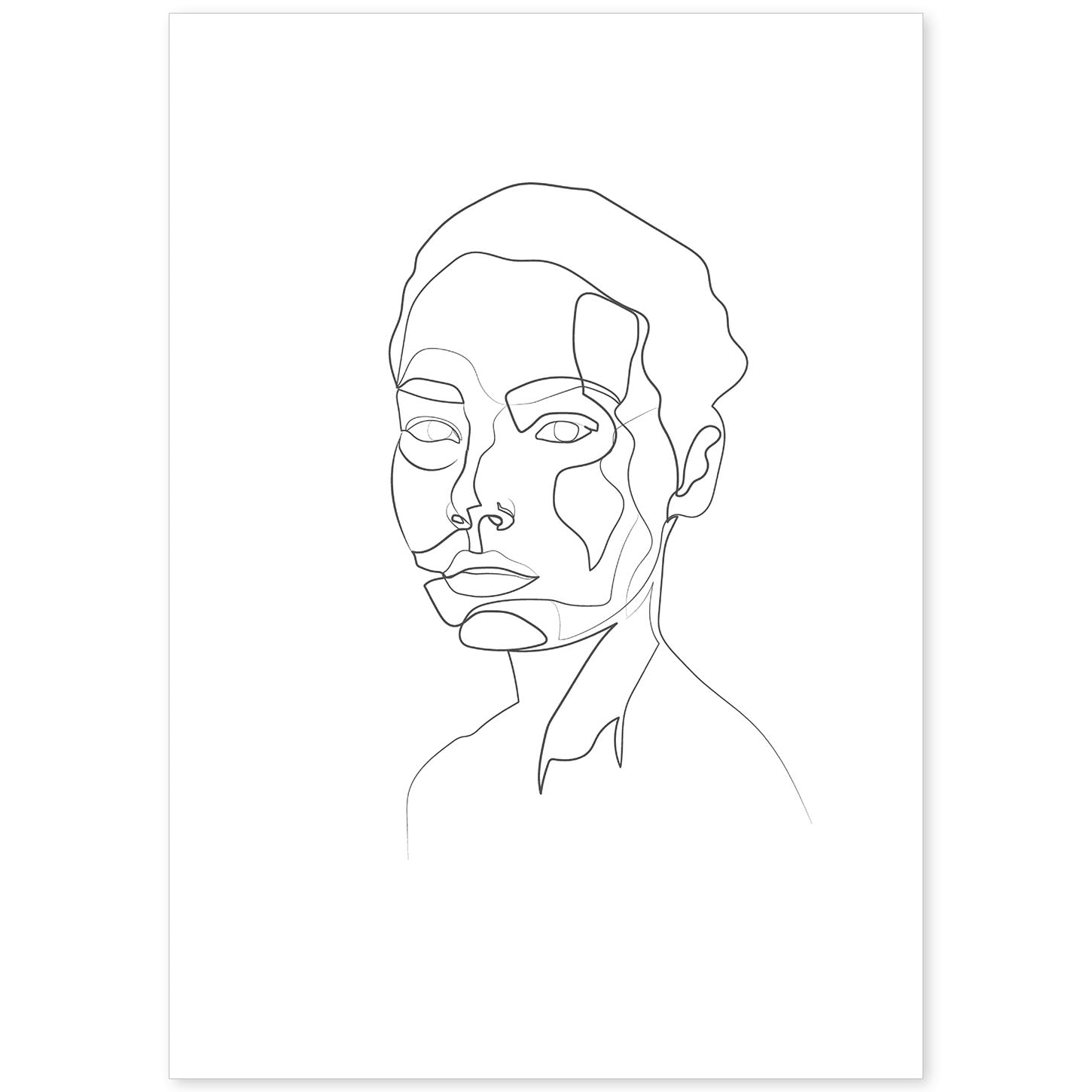 nacnic Lámina Nórdica de Rostro de Mujer a una Línea