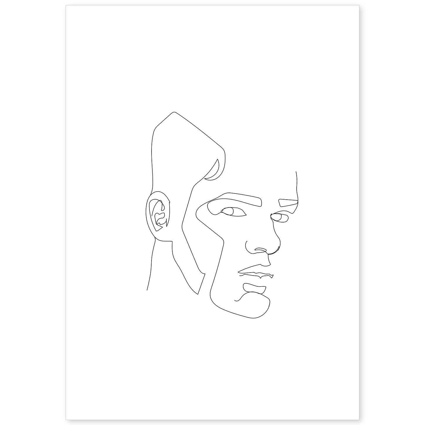 nacnic Lámina Nórdica de Rostro Masculino a una Línea
