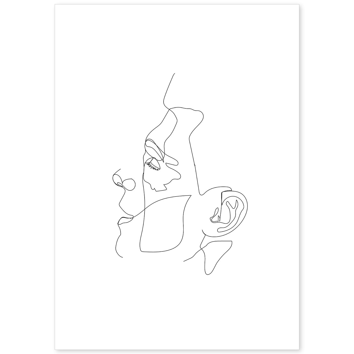 nacnic Lámina Nórdica de Rostro Masculino a Una Línea