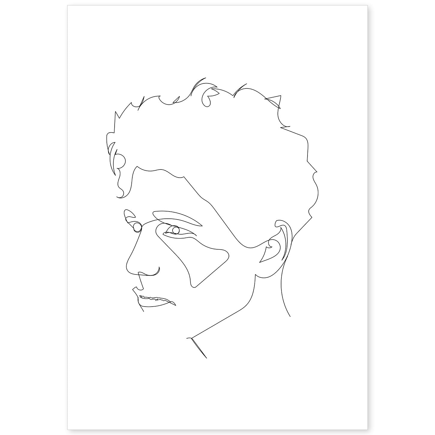 nacnic Lámina Nórdica de Rostro Masculino a Una Línea