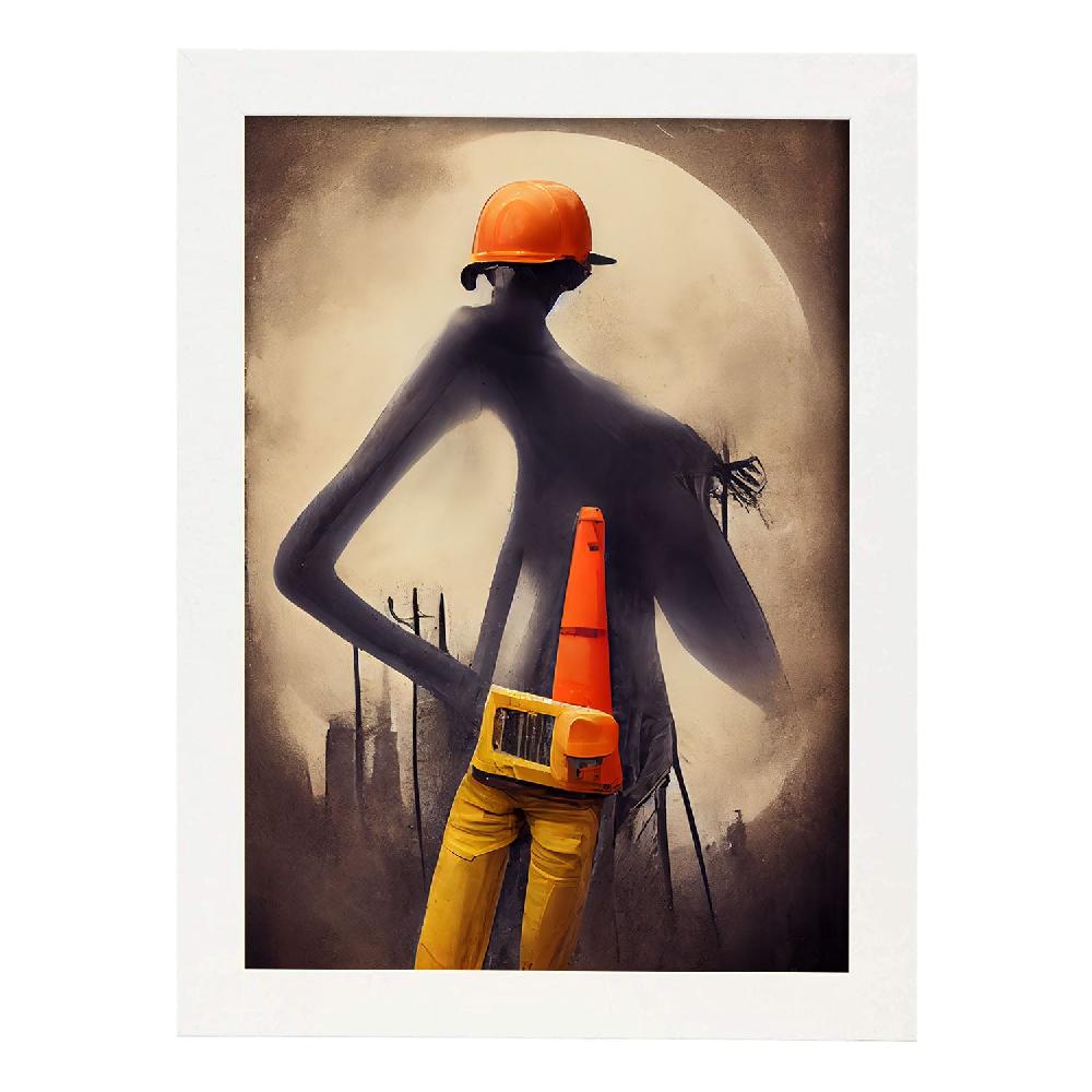 Nacnic Lámina Obrero Decidido Al Estilo De T. Burton De Nacnic Para Diseño Y Decoración De Interiores