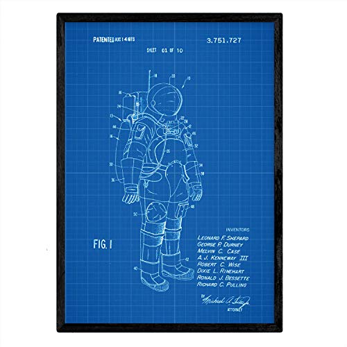 nacnic Lámina Patente de Traje de Astronauta Antigua