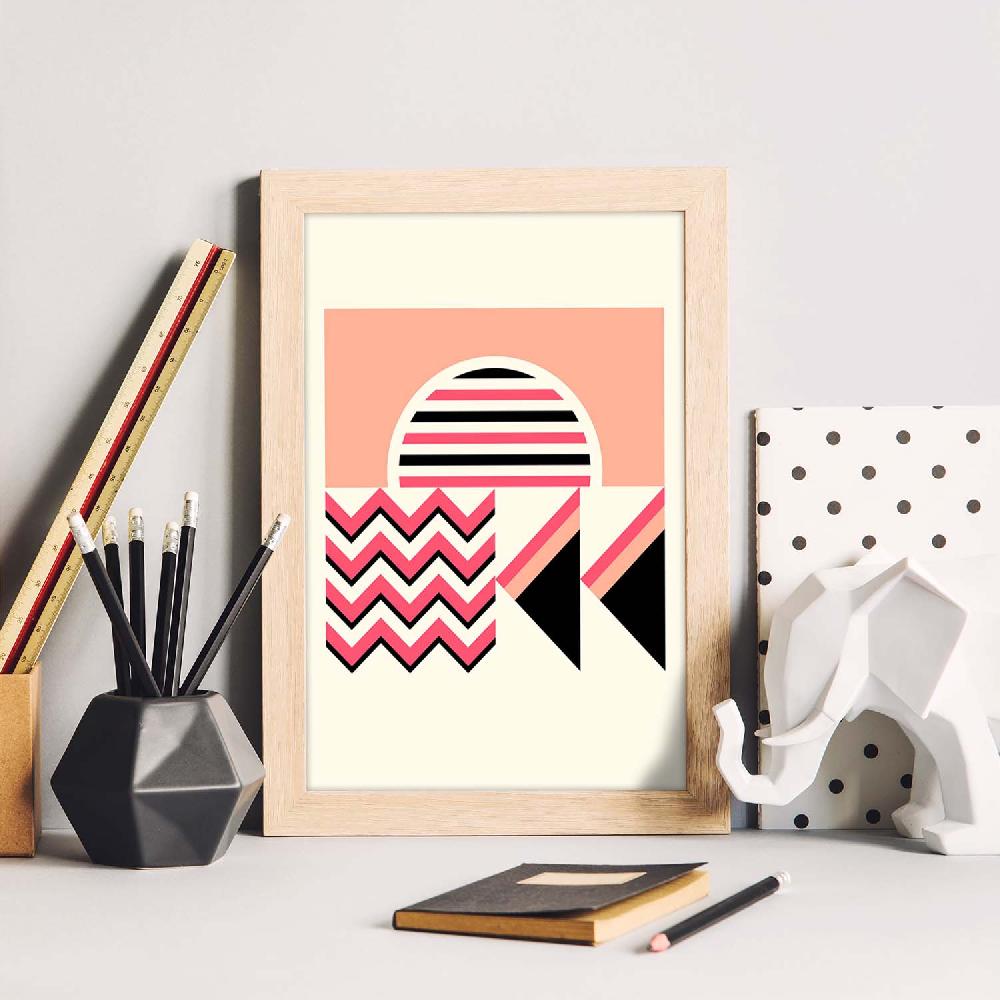 Nacnic Lámina Rosa 12 Con Ilustraciones Geométricas En Tonos Pastel