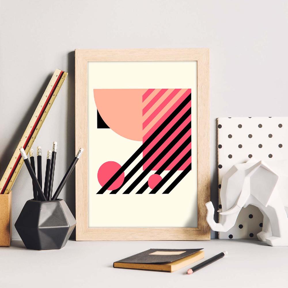 Nacnic Lámina Rosa 14 Con Ilustraciones Geométricas Abstractas En Tonos Pastel