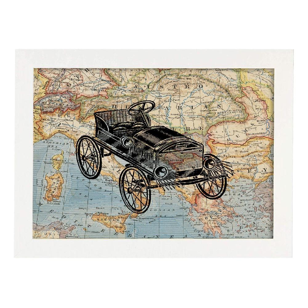 Nacnic Lámina Simple De Objetos Sobre Mapas Vintage