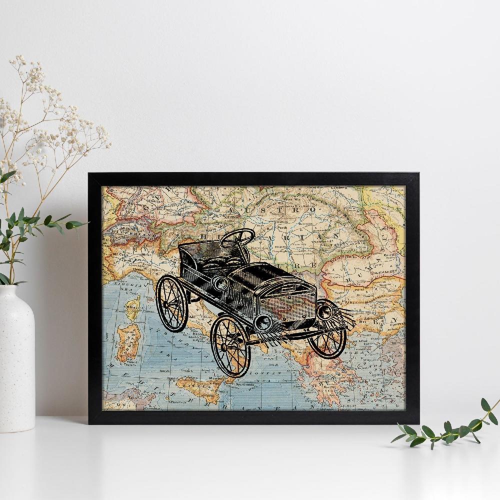nacnic Lámina Simple de Objetos sobre Mapas Vintage