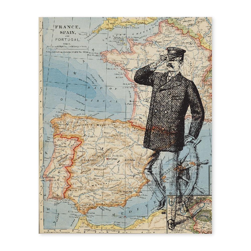 nacnic Lámina Tierra a la Vista con Diseño de Objetos Sobre Mapas Vintage