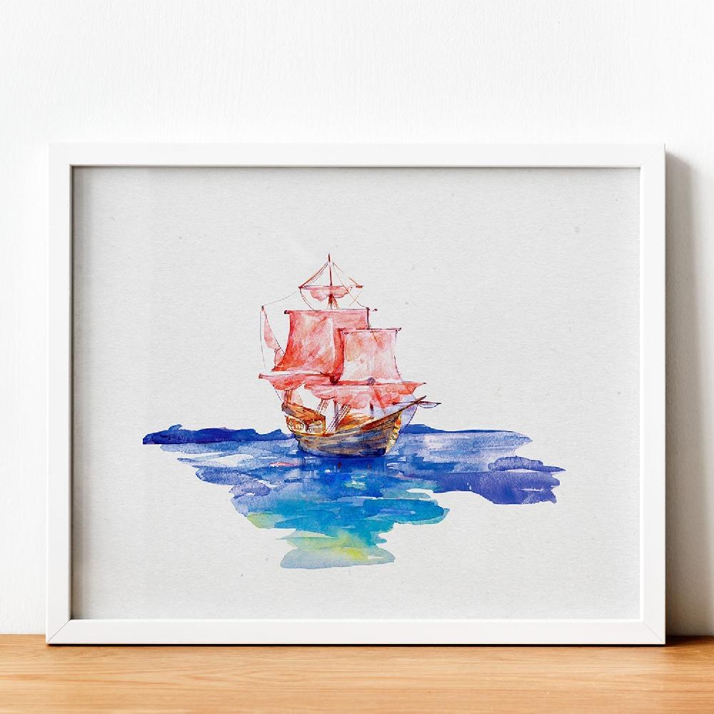 nacnic Lámina Velero con Dibujos de Ramas y Flores en Estilo Óleo