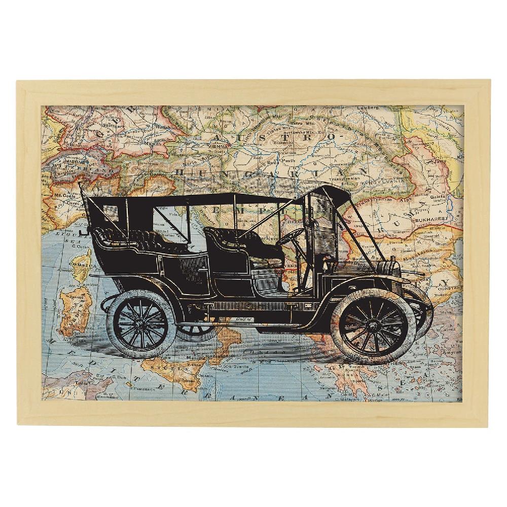 Nacnic Lámina Viaje En Coche Al Este Con Diseño De Objetos Sobre Mapas Vintage