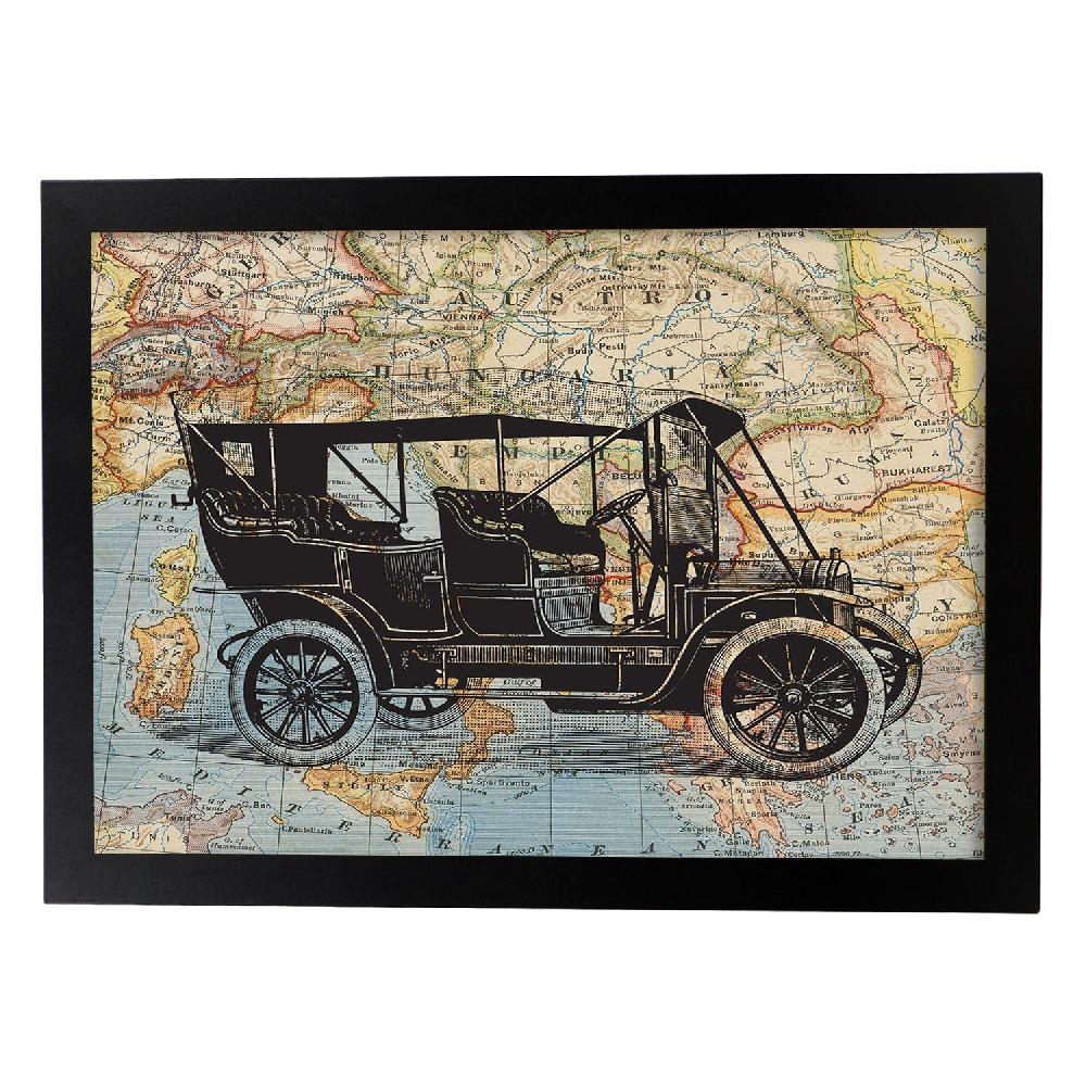 Nacnic Lámina Viaje En Coche Al Este Con Diseño De Objetos Sobre Mapas Vintage
