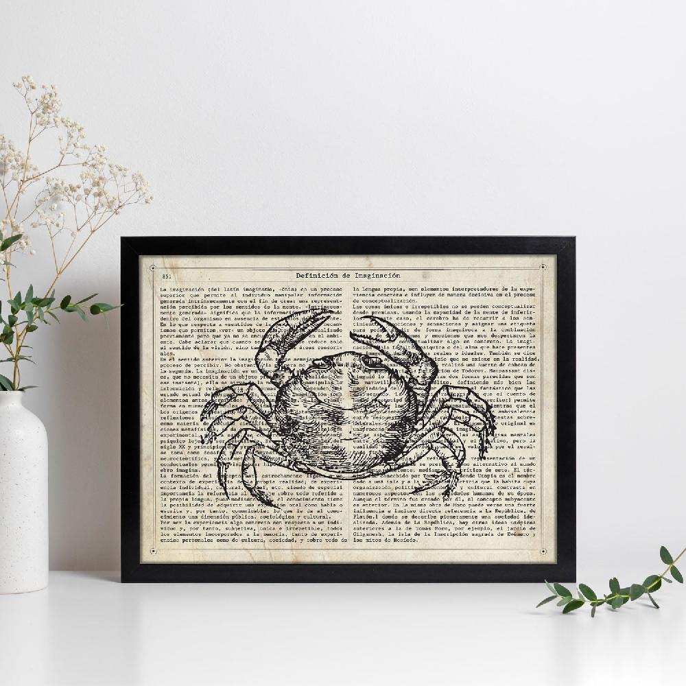 nacnic Lámina Vintage de Cangrejo con Texto y Definición