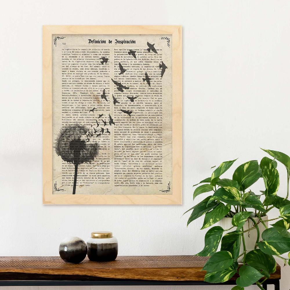 Nacnic Lámina Vintage De Diente De Leon Con Pájaros