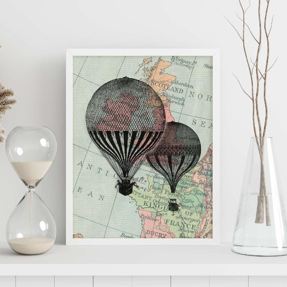 Nacnic Lámina Vintage De Dos Globos Sobre Reino Unido