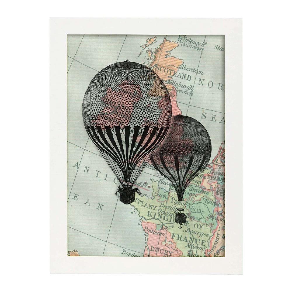 Nacnic Lámina Vintage De Dos Globos Sobre Reino Unido