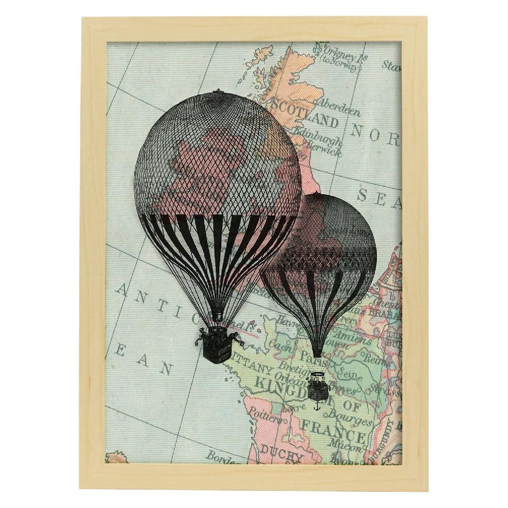 Nacnic Lámina Vintage De Dos Globos Sobre Reino Unido