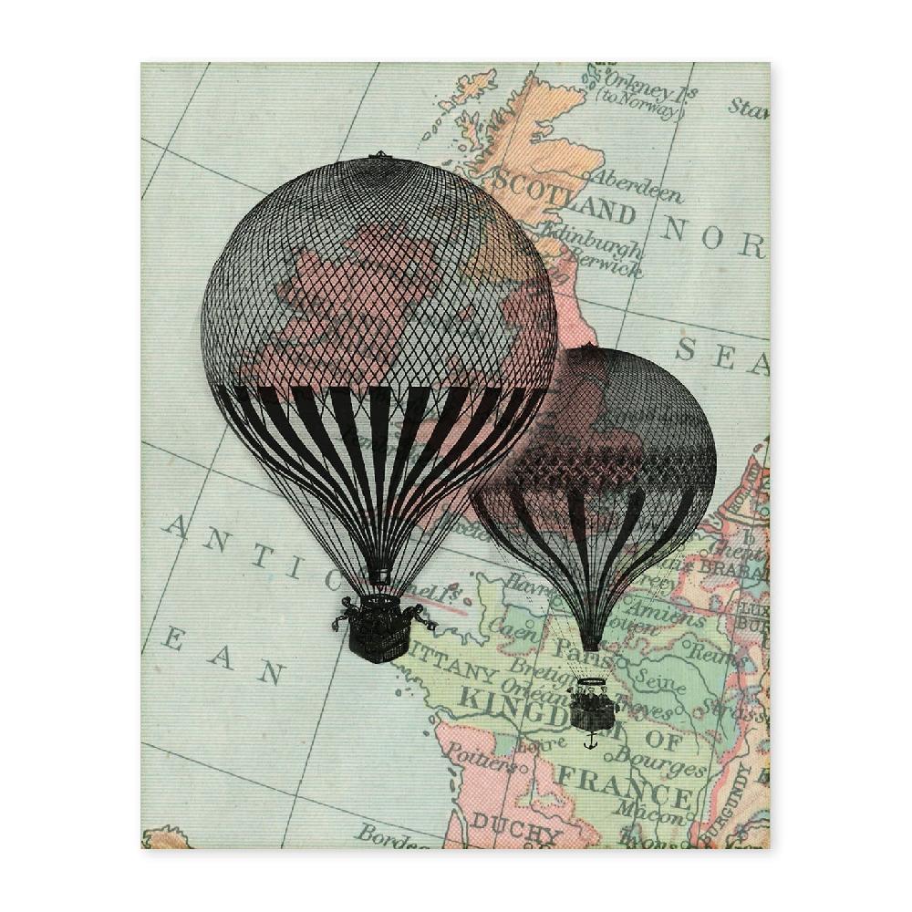 nacnic Lámina Vintage de Dos Globos sobre Reino Unido