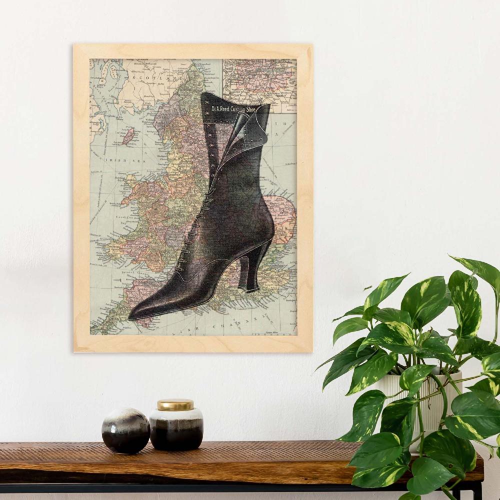 Nacnic Lámina Vintage De Mapa Bota Sobre Inglaterra