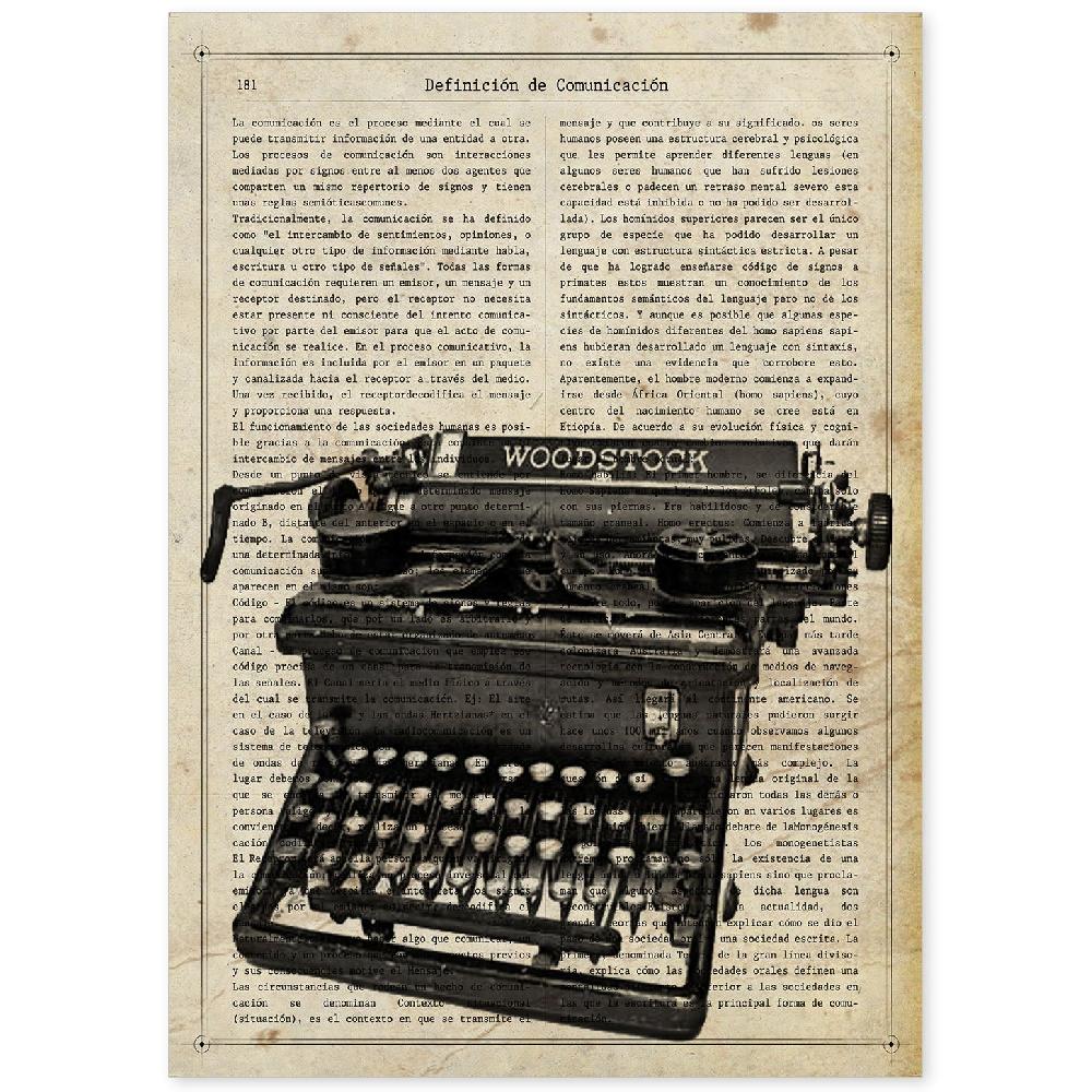 nacnic Lámina vintage de Maquina de escribir Woodstock