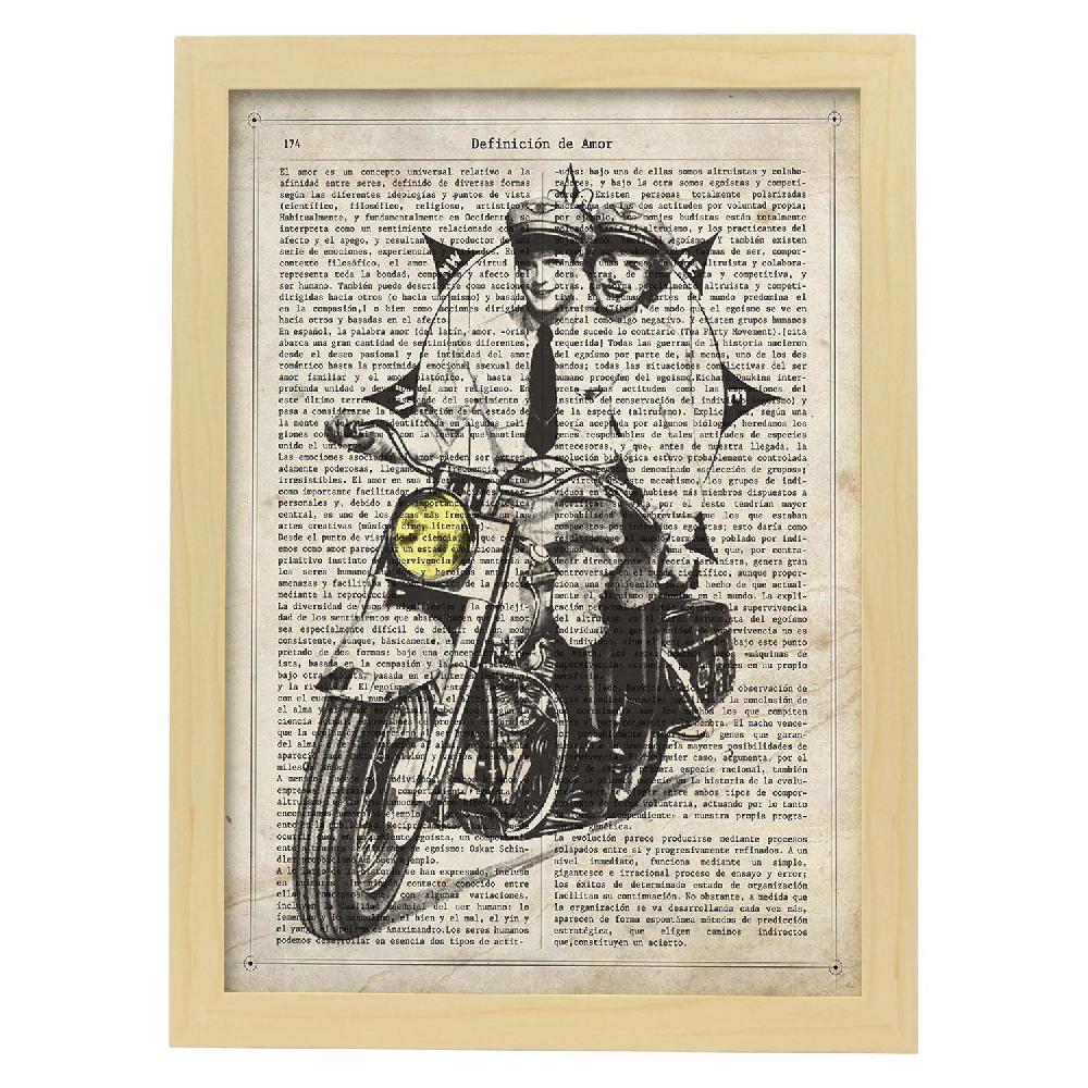 Nacnic Lámina Vintage De Pareja En Moto Con Brujula