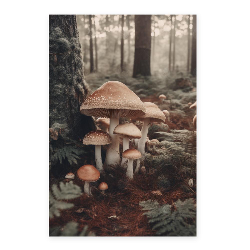 Nacnic Lámina Vintage De Setas Antiguas En Bosque 8k Blanco