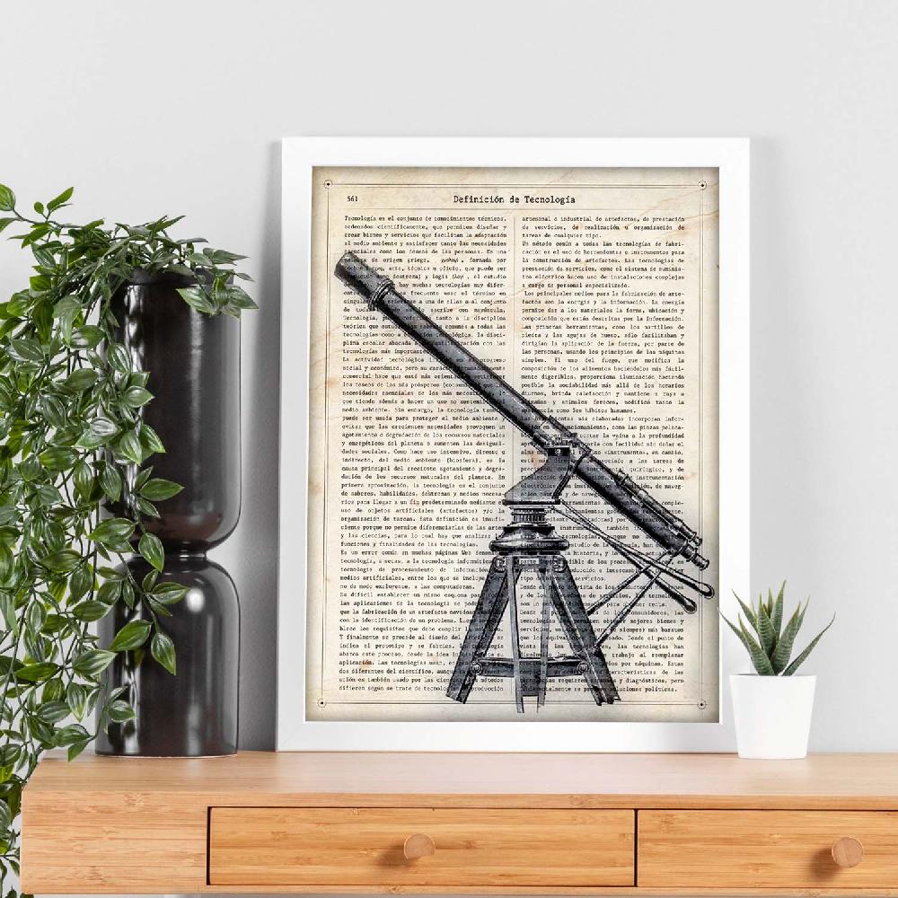 Nacnic Lámina Vintage De Telescopio Con Definiciones